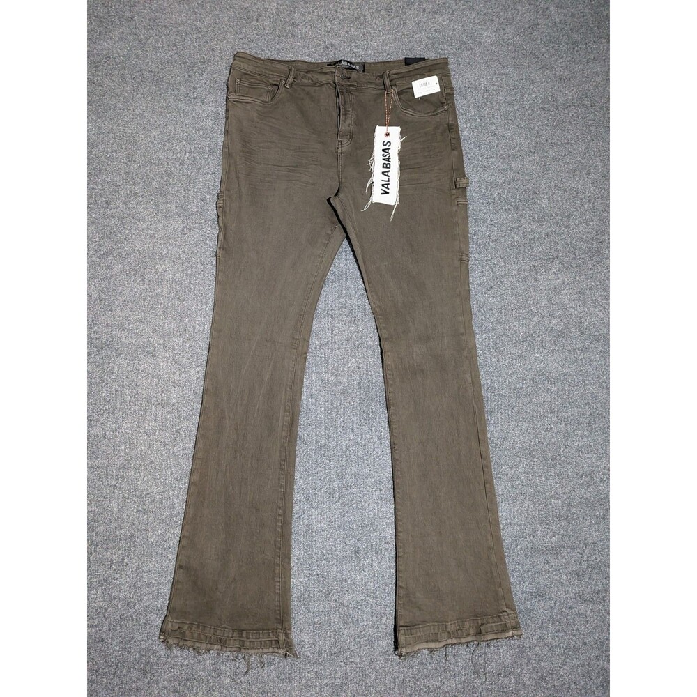 Valabasas Mr Extendo Jeans Mens 42x41 Flare Button Fly Brown